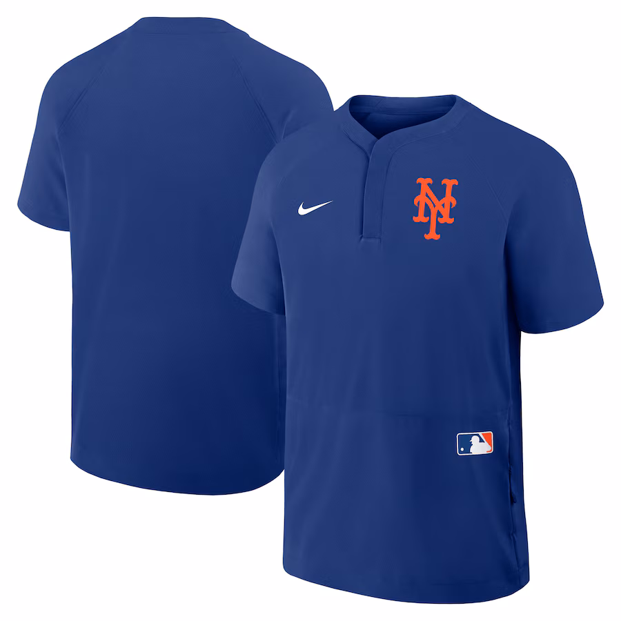 Men's New York Mets Nike Royal Authentic Collection Raglan Short Sleeve Windshirt - Jersey