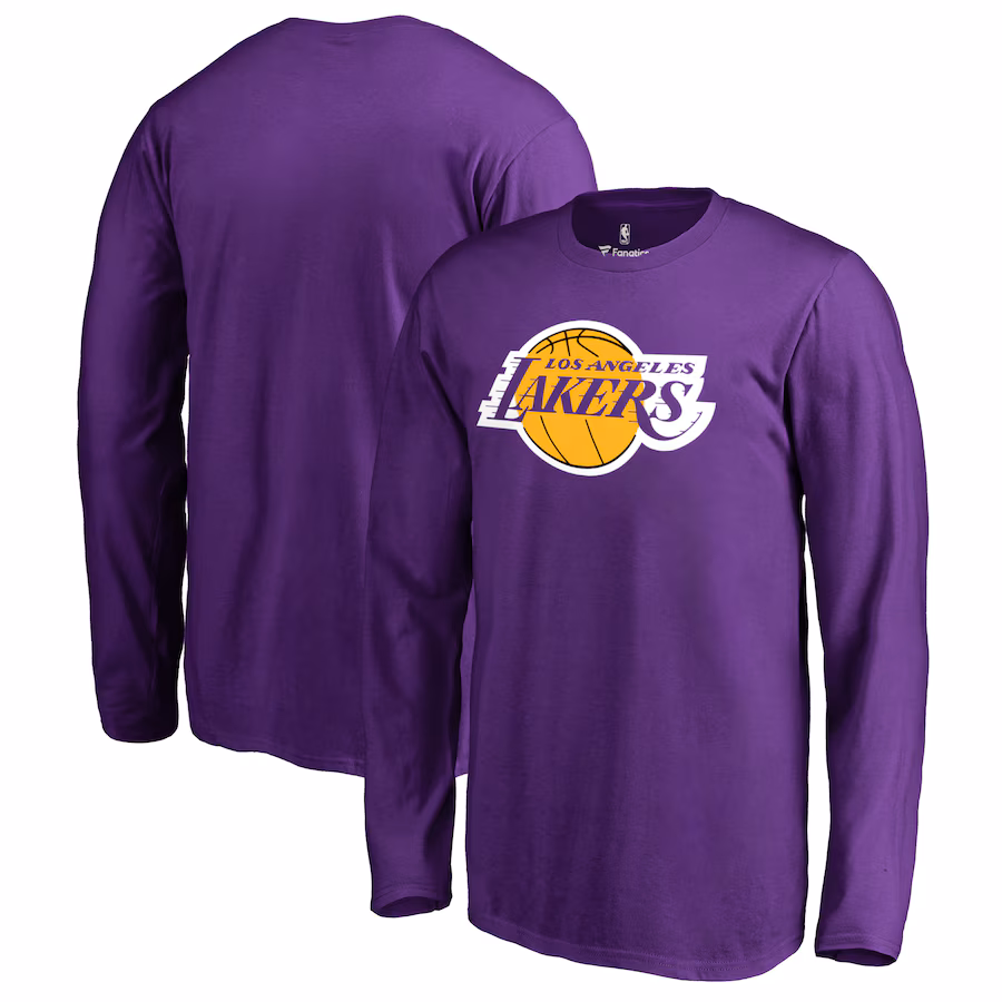 Men's Los Angeles Lakers Purple Primary Logo II Long Sleeve T-Shirt - Jersey