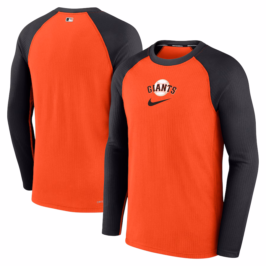 Men's San Francisco Giants Nike Orange Authentic Collection Game Raglan Performance Long Sleeve T-Shirt - Jersey