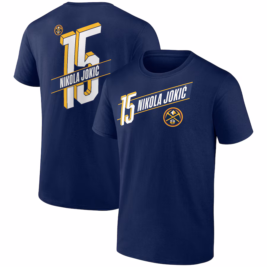 Men's Denver Nuggets Nikola Jokic Navy Full-Court Press Name & Number T-Shirt - Jersey