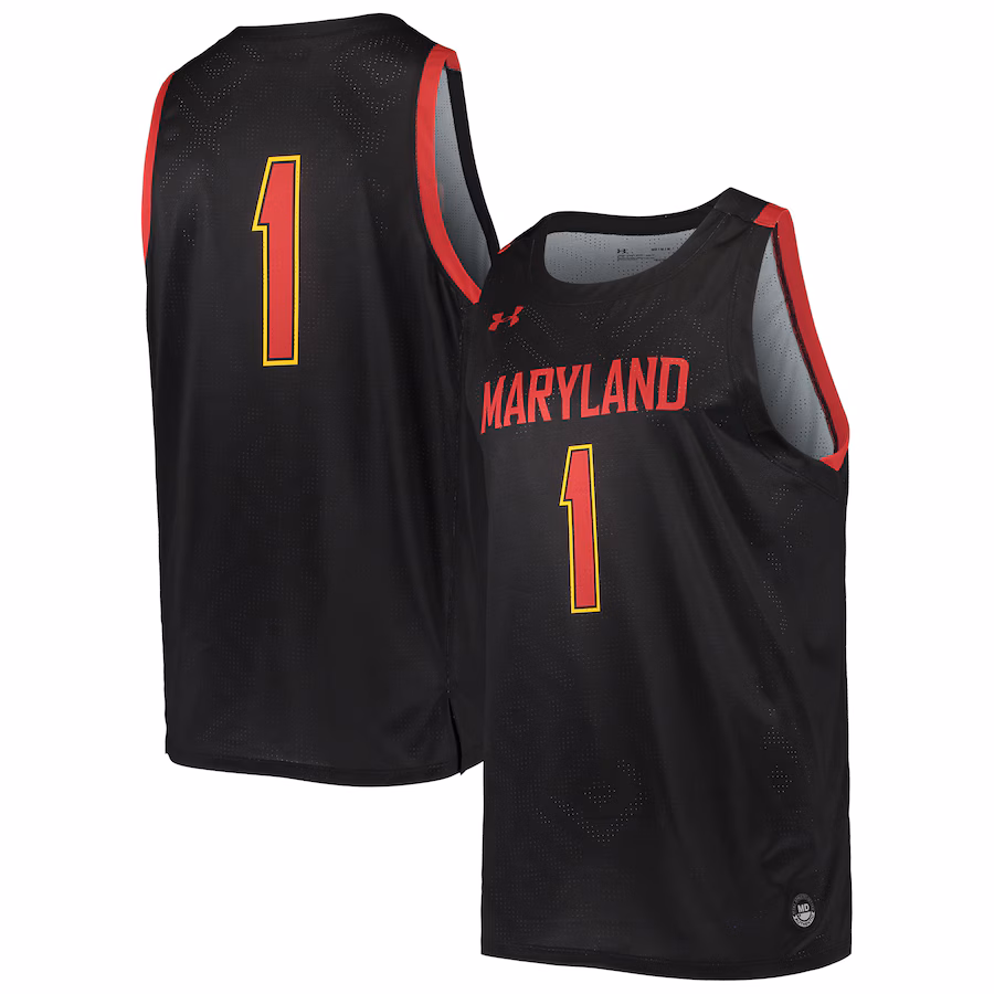 Men's Under Armour #1 Black Maryland Terrapins College Replica Basketball Jersey - Jersey