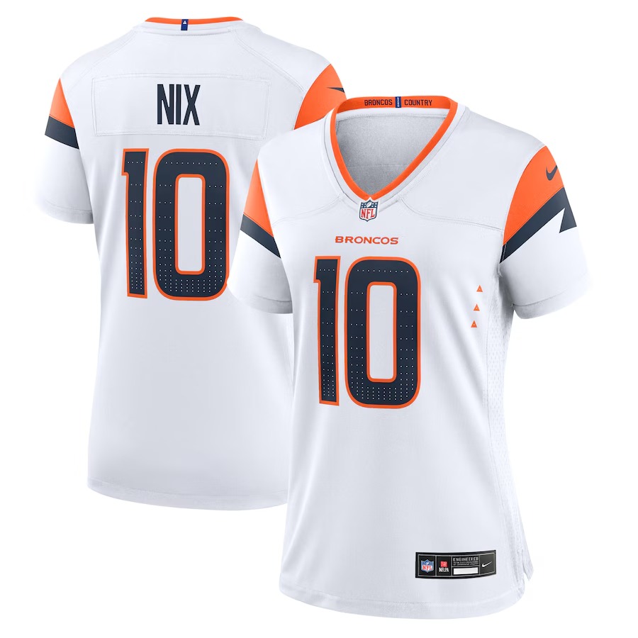Women's Denver Broncos Bo Nix Nike  White Game Jersey - Jersey
