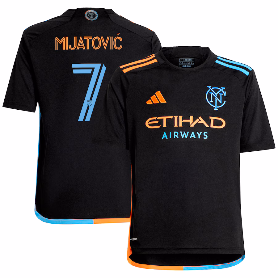 Youth New York City FC Jovan Mijatović adidas Black 2024 24/7 Kit Replica Player Jersey - Jersey