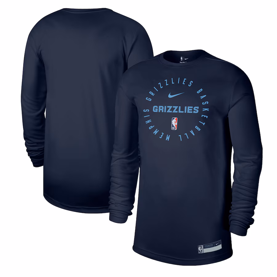 Men's Memphis Grizzlies Nike Navy 2024/25 Legend On-Court Practice Long Sleeve T-Shirt - Jersey