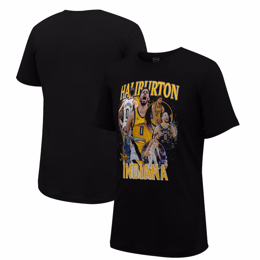 Unisex Indiana Pacers Tyrese Haliburton Stadium Essentials Black Crossroads T-Shirt - Jersey