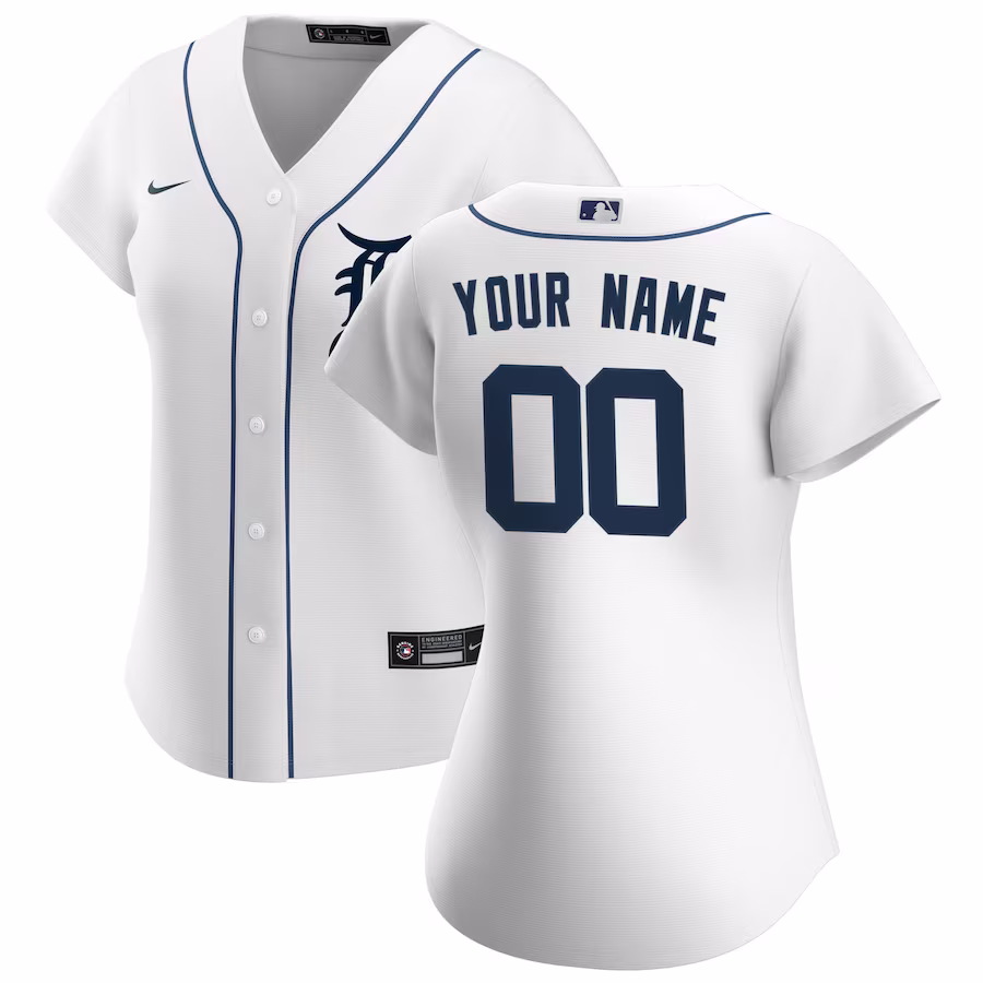 Women's Detroit Tigers Nike White Home Replica Custom Jersey - Jersey