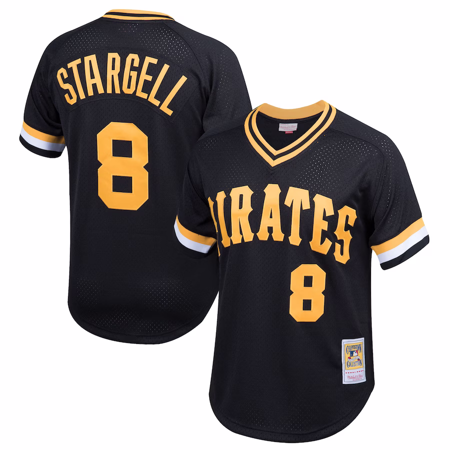 Youth Pittsburgh Pirates Willie Stargell Mitchell & Ness Black Cooperstown Collection Mesh Batting Practice Jersey - Jersey