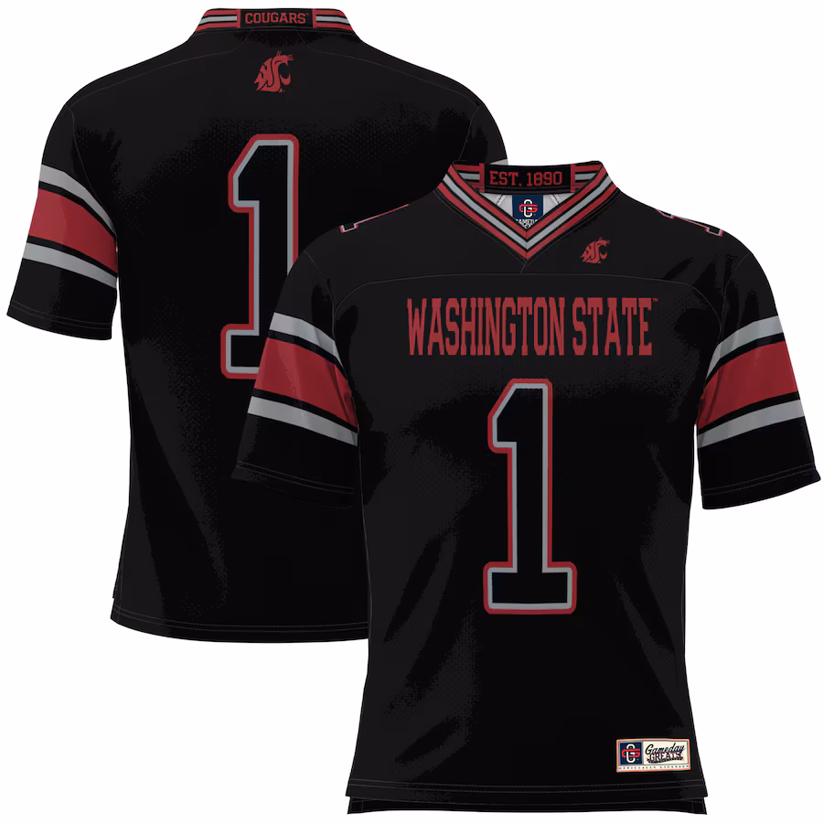 Men's GameDay Greats #1 Black Washington State Cougars Football Jersey - Jersey