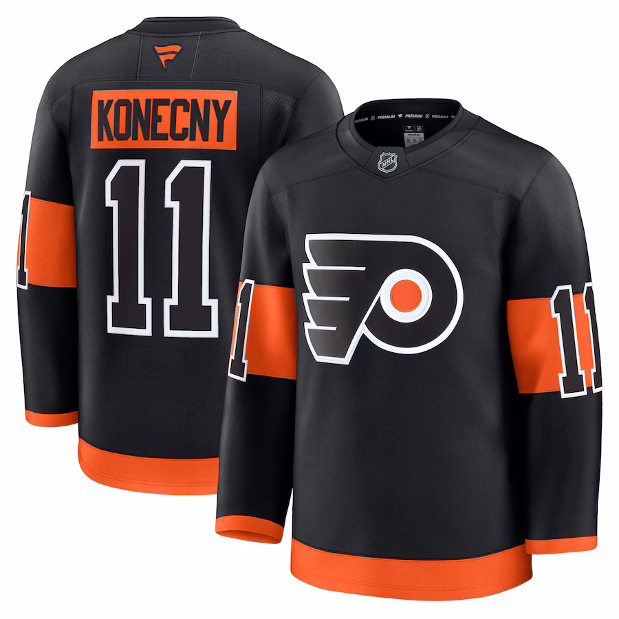 Men's Philadelphia Flyers Travis Konecny Fanatics Black Alternate Premium Jersey - Jersey