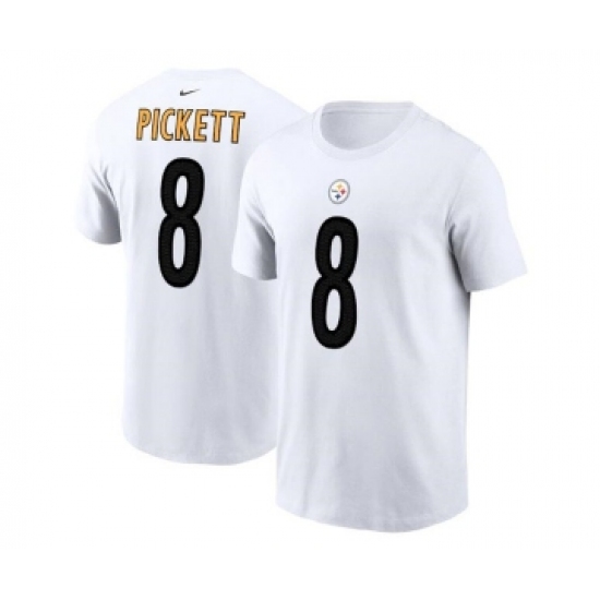 Men's Pittsburgh Steelers #8 Kenny Pickett 2022 White NFL Draft First Round Pick Player Name & Number T-Shirt - Jersey