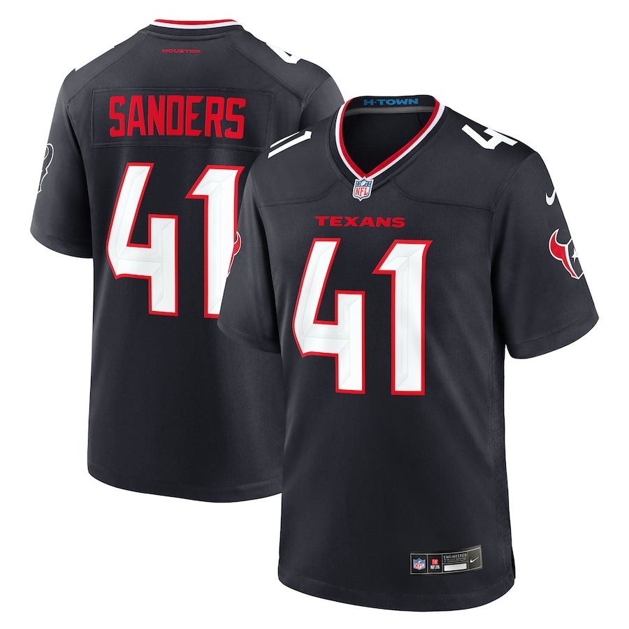 Men's Houston Texans Myjai Sanders Nike Navy Team Game Jersey - Jersey