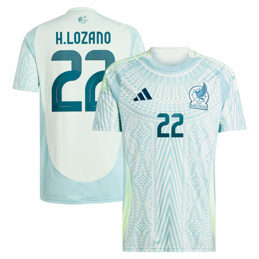 Men's Mexico National Team Hirving Lozano adidas Green 2024 Away Replica Player Jersey - Jersey