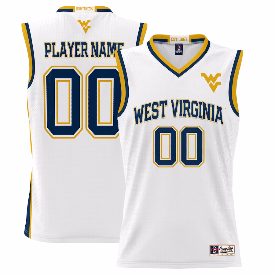West Virginia Mountaineers GameDay Greats Youth NIL Pick-A-Player Men's Lightweight Basketball Jersey - White - Jersey