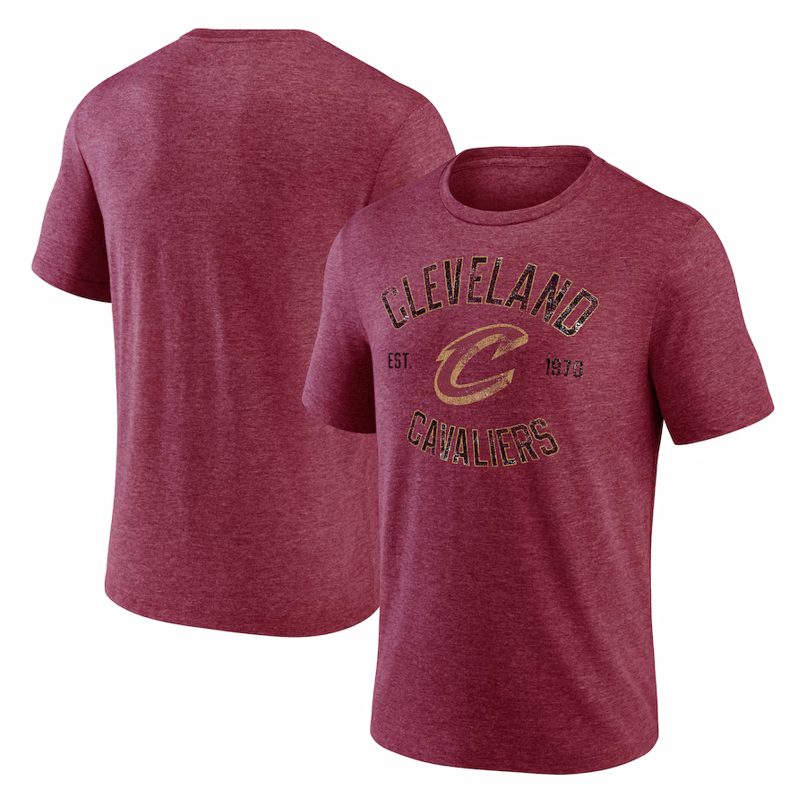 Men's Cleveland Cavaliers  Wine Heritage Tri-Blend T-Shirt - Jersey