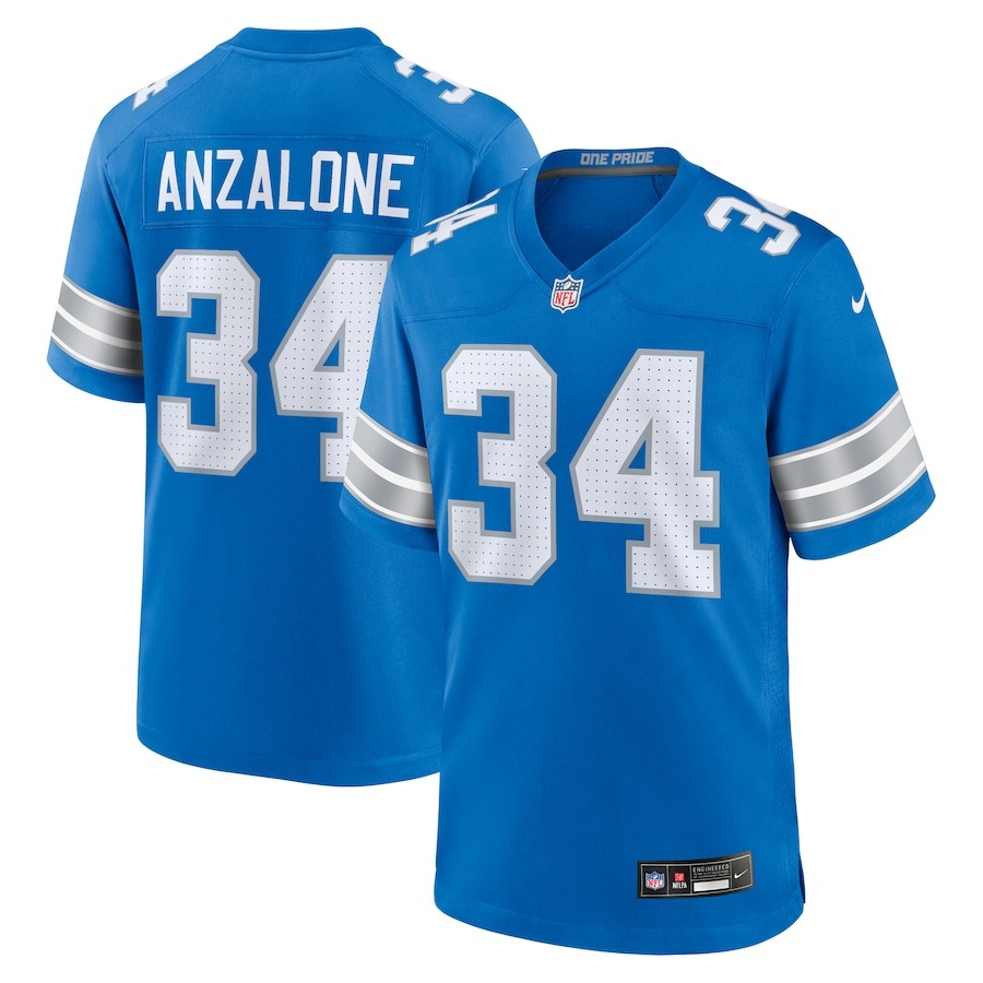 Men's Detroit Lions Alex Anzalone Nike Blue Game Jersey - Jersey