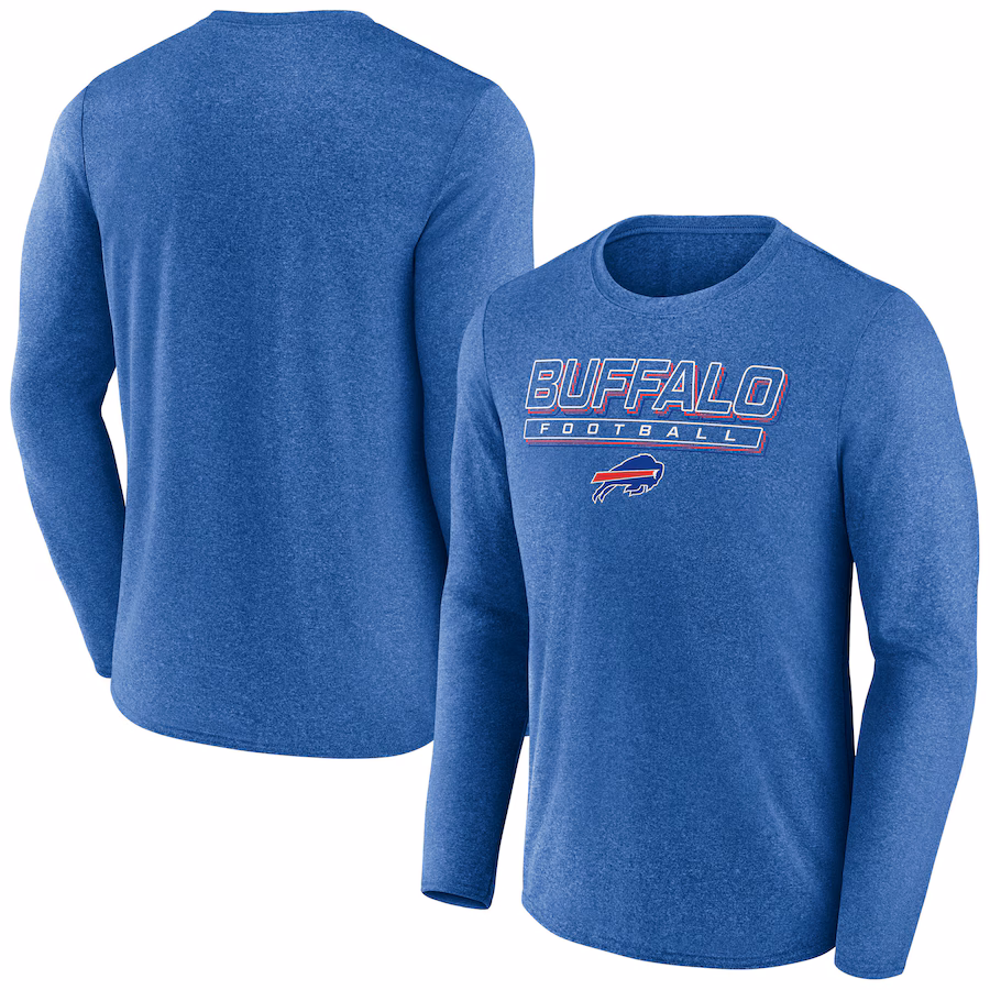 Men's Buffalo Bills  Fanatics Heather Royal Fundamentals Long Sleeve T-Shirt - Jersey