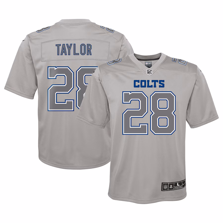Youth Indianapolis Colts Jonathan Taylor Nike Gray Atmosphere Game Jersey - Jersey