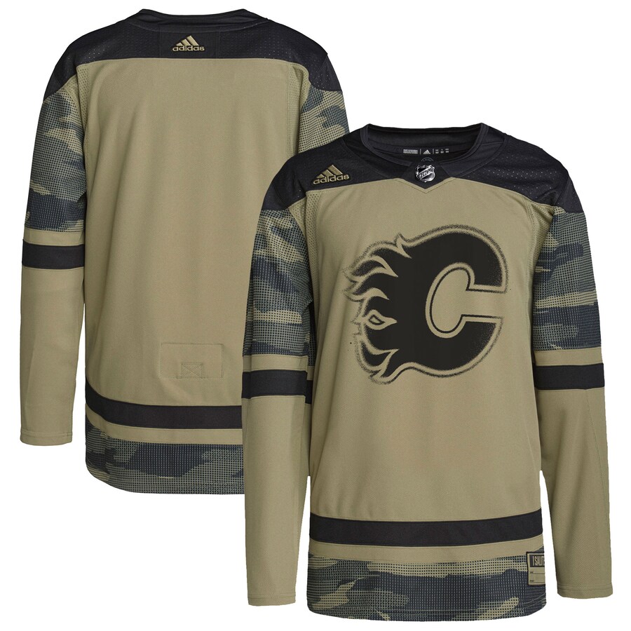 Calgary Flames adidas Camo Logo Military Appreciation Team Authentic Practice Jersey - Jersey