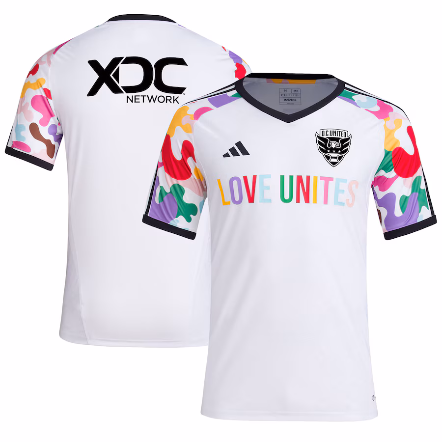 Men's D.C. United  adidas White 2023 Pride Pre-Match Top - Jersey