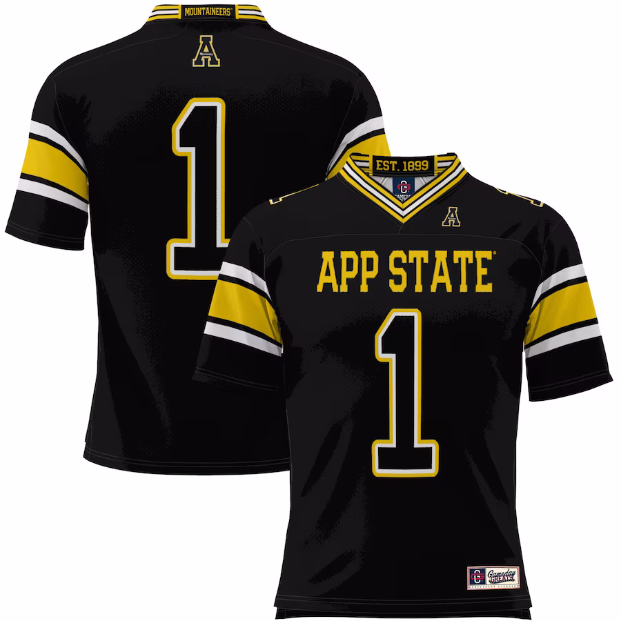 #1 Appalachian State Mountaineers GameDay Greats Youth Endzone Football Jersey - Black - Jersey