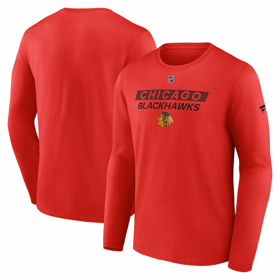 Men's Chicago Blackhawks Fanatics Red Authentic Pro Core Primary Long Sleeve T-Shirt - Jersey