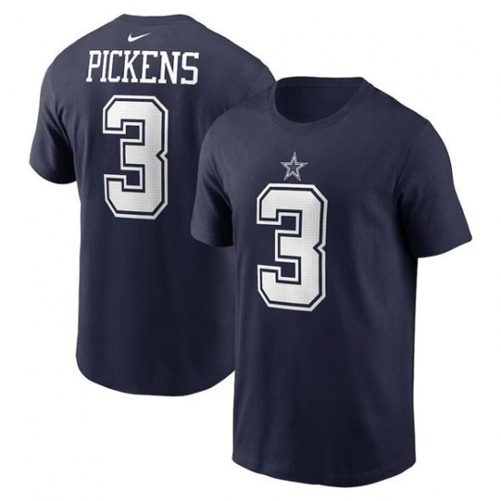 Men's Dallas Cowboys #3 George Pickens Navy T-Shirt - Jersey
