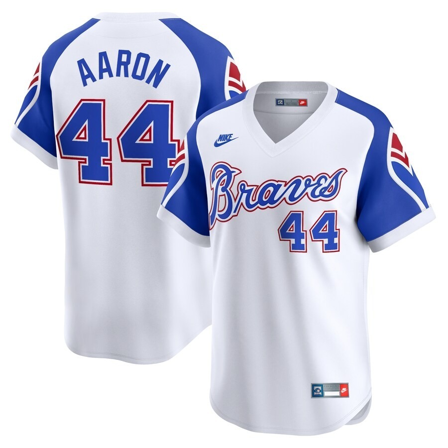 Men's Atlanta Braves Hank Aaron Nike White Throwback Cooperstown Limited Jersey - Jersey