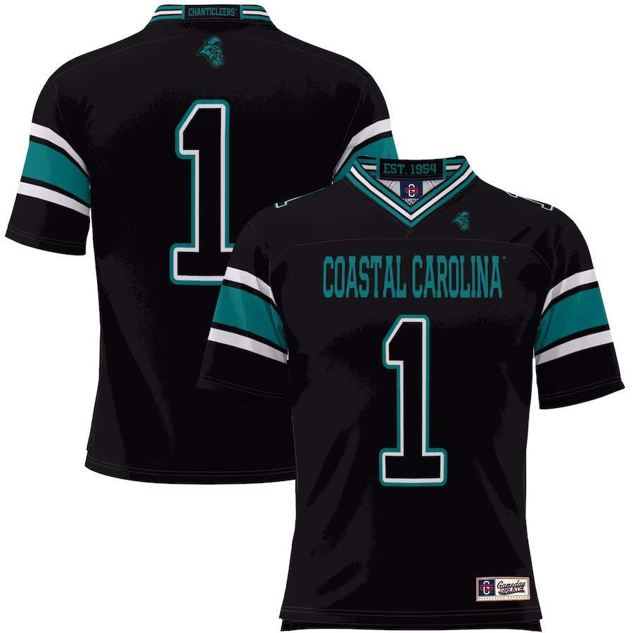 #1 Coastal Carolina Chanticleers GameDay Greats Endzone Football Jersey - Black - Jersey