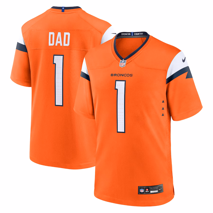 Men's Denver Broncos  Nike Orange #1 Dad Game Jersey - Jersey