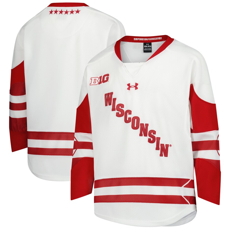 Youth Under Armour  White Wisconsin Badgers Replica Hockey Jersey - Jersey