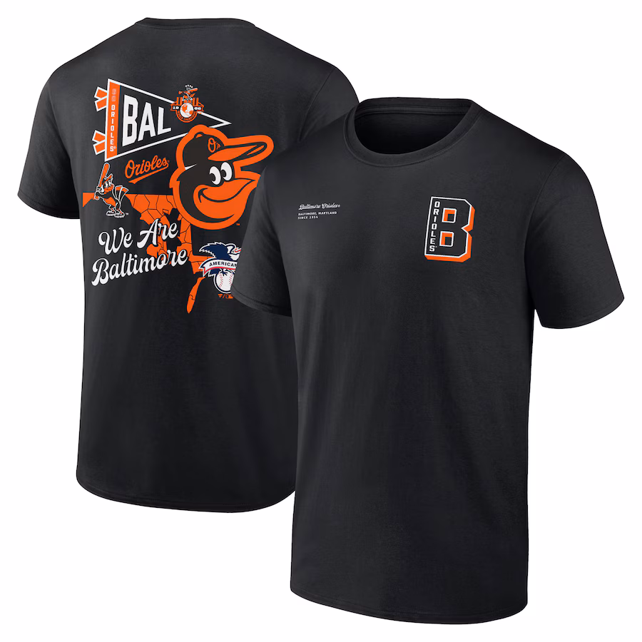 Men's Baltimore Orioles Black Split Zone T-Shirt - Jersey
