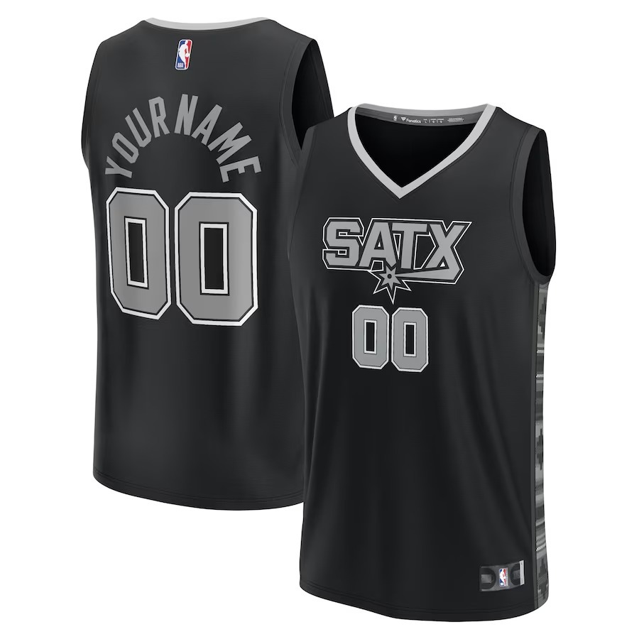 Men's San Antonio Spurs  Fanatics Black  Fast Break Custom Replica Jersey - Statement Edition - Jersey