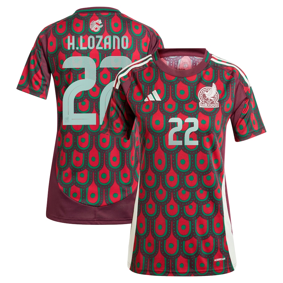 Women's Mexico National Team Hirving Lozano adidas Burgundy 2024 Home Replica Player Jersey - Jersey