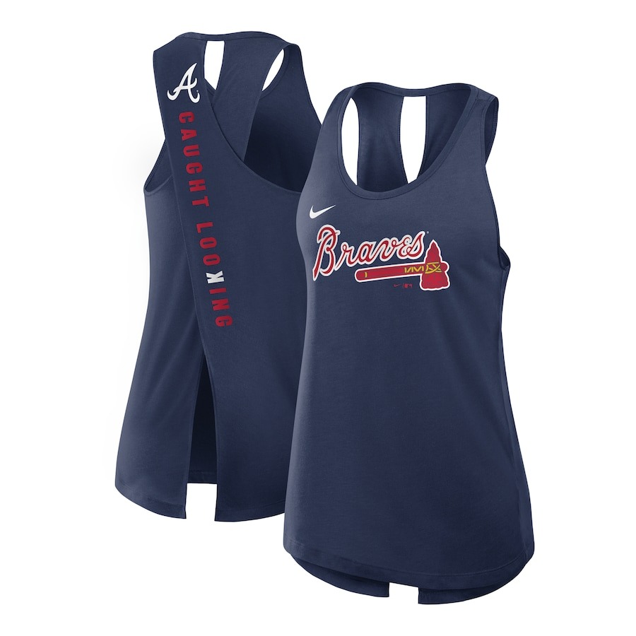 Women's Atlanta Braves Nike Navy Crisscross Performance Tank Top - Jersey