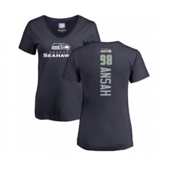 Football Women's Seattle Seahawks #98 Ezekiel Ansah Navy Blue Backer T-Shirt - Jersey