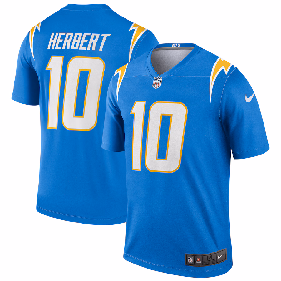 Men's Los Angeles Chargers Justin Herbert Nike Powder Blue Legend Player Performance Top - Jersey