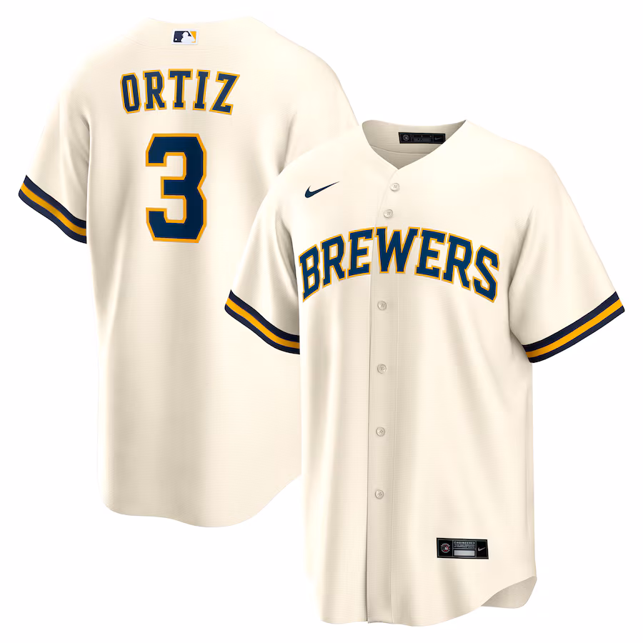Men's Milwaukee Brewers Joey Ortiz Nike White Home Replica Jersey - Jersey
