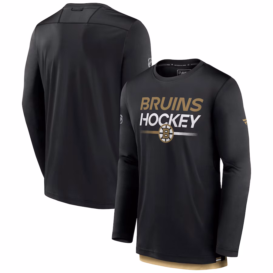 Men's Boston Bruins Fanatics Black Authentic Pro Tech Long Sleeve T-Shirt - Jersey