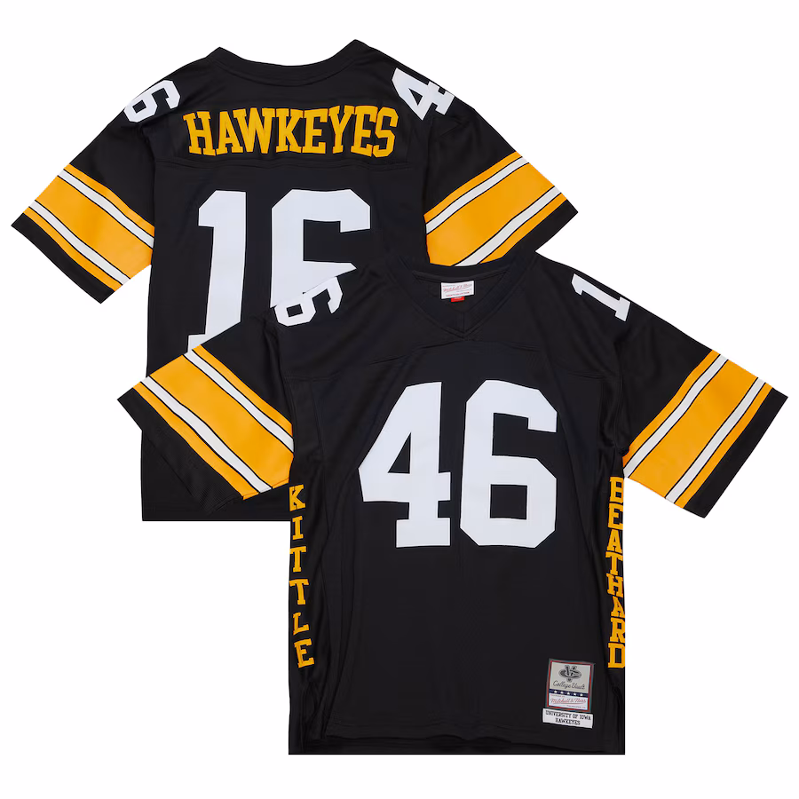 Men's Mitchell & Ness George Kittle & C.J. Beathard Black Iowa Hawkeyes Legacy Replica Jersey - Jersey