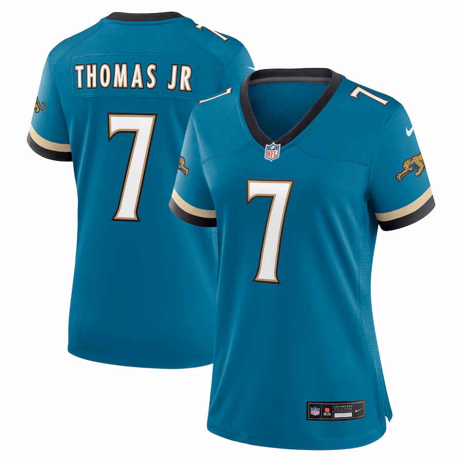 Women's Jacksonville Jaguars Brian Thomas Jr. Nike Teal Prowler Throwback Game Jersey - Jersey
