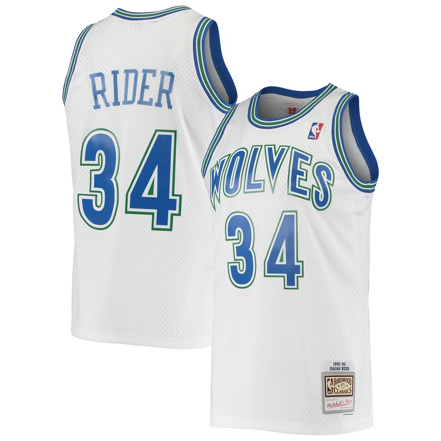 Men's Minnesota Timberwolves Isaiah Rider Mitchell & Ness White 1995/96 Hardwood Classics Swingman Jersey - Jersey