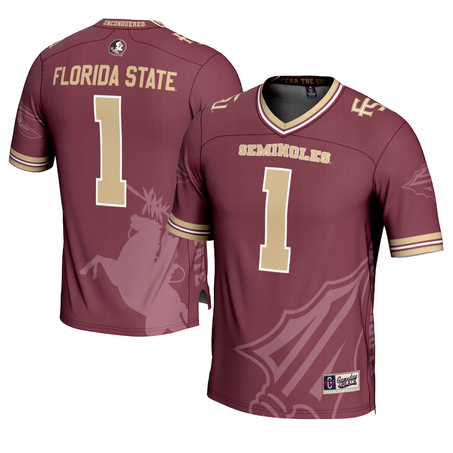 #1 Florida State Seminoles GameDay Greats Youth Icon Print Football Fashion Jersey - Garnet - Jersey