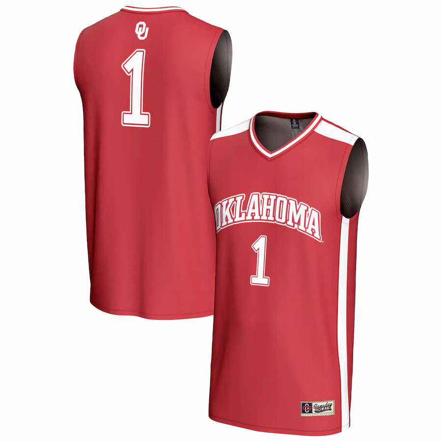 Youth GameDay Greats #1 Crimson Oklahoma Sooners Lightweight Collegiate Basketball Fashion Jersey - Jersey