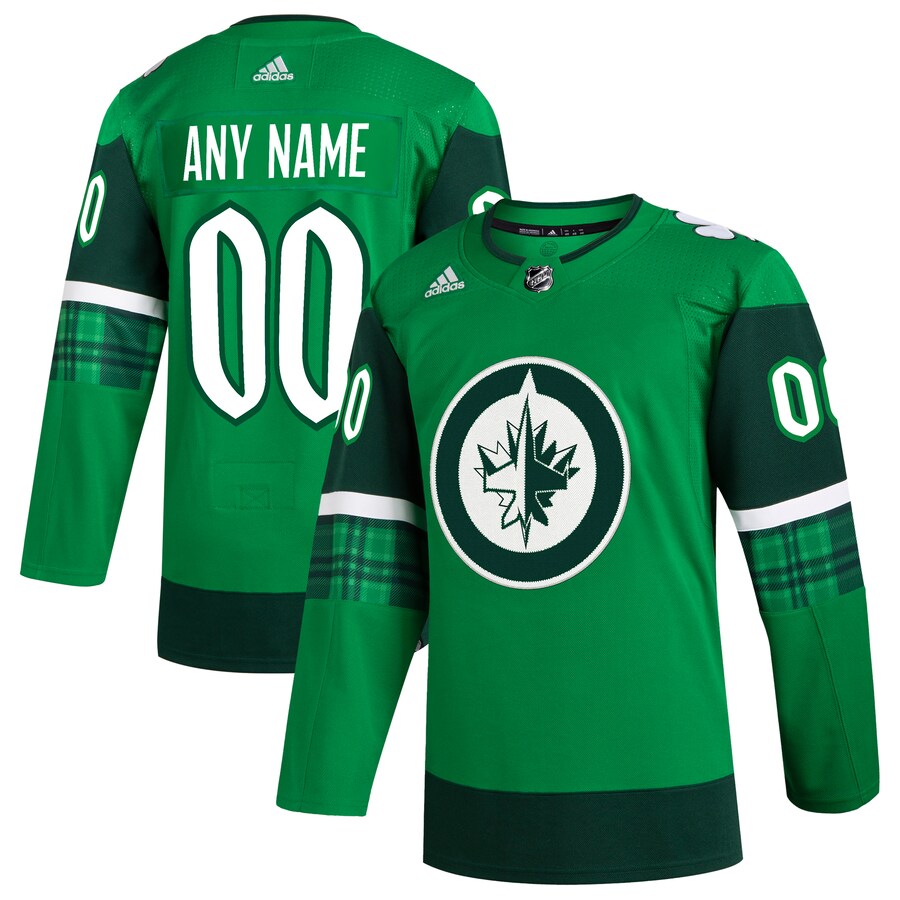 Men's Winnipeg Jets  adidas Kelly Green St. Patrick's Day Authentic Custom Jersey - Jersey