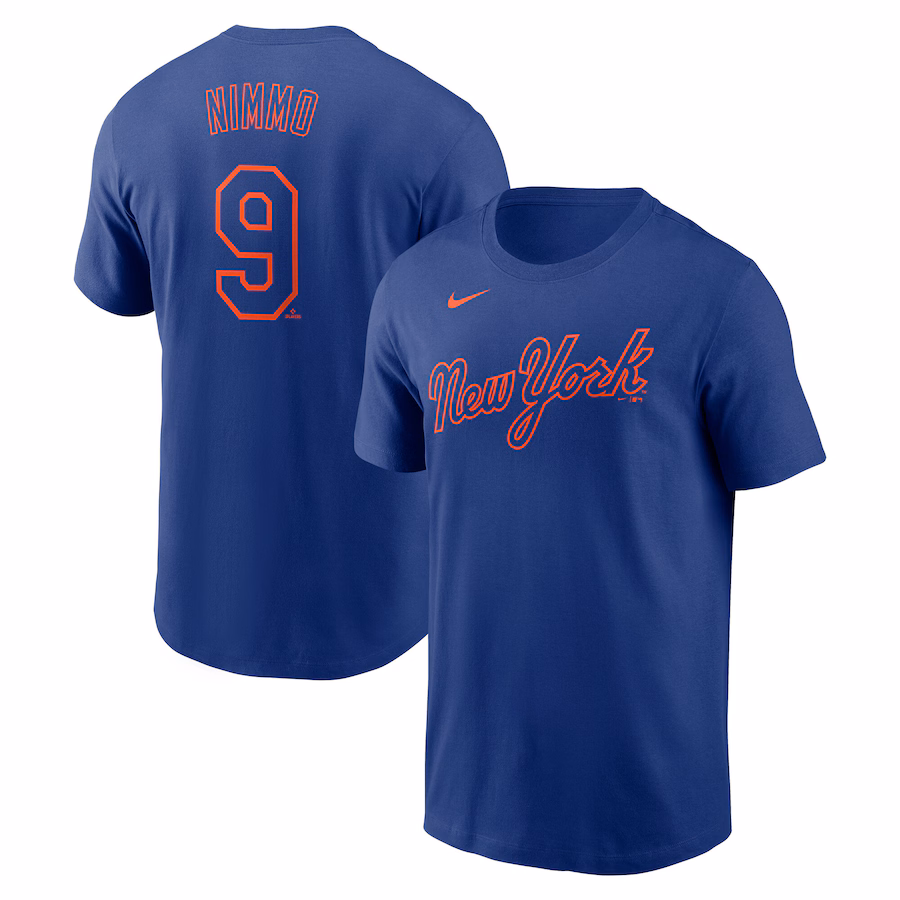 Men's New York Mets Brandon Nimmo Nike Royal Fuse Name & Number T-Shirt - Jersey