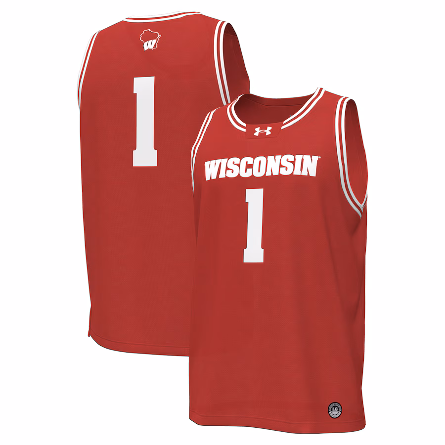 Men's Under Armour #1 Red Wisconsin Badgers Replica Basketball Jersey - Jersey