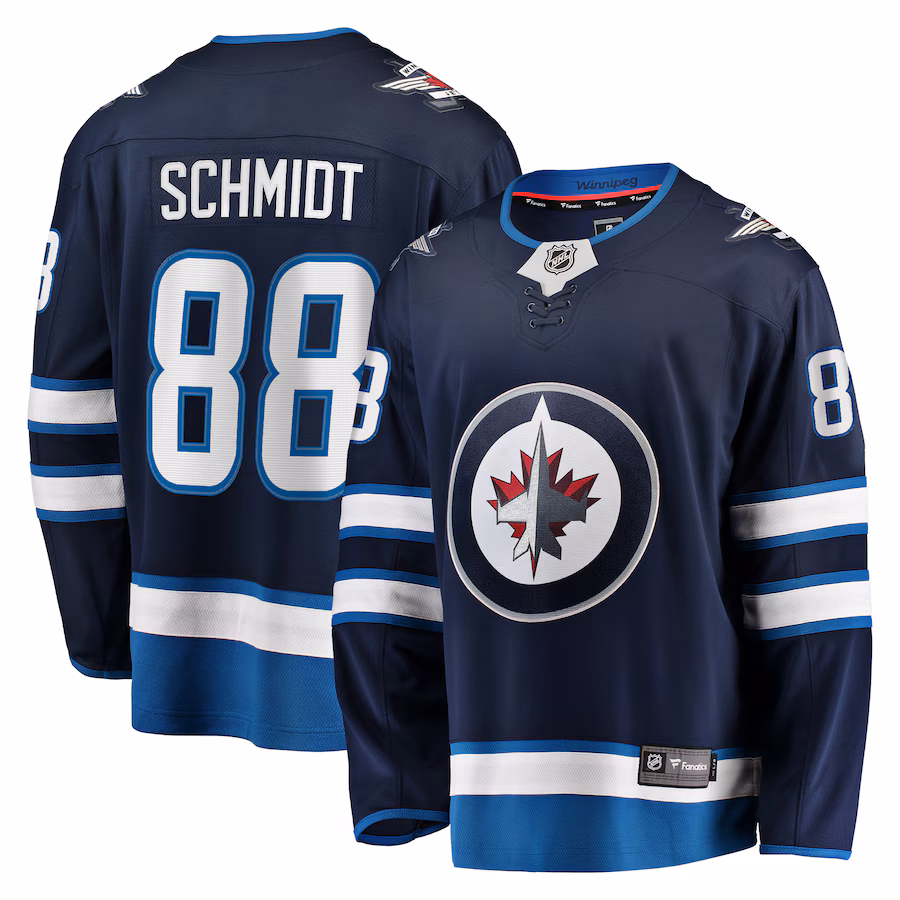 Men's Winnipeg Jets Nate Schmidt Fanatics Navy Home Premier Breakaway Player Jersey - Jersey