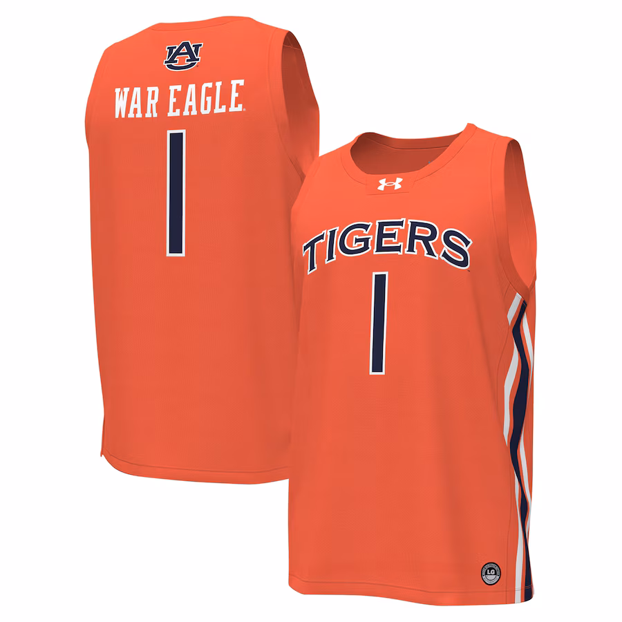 Men's Under Armour #1 Orange Auburn Tigers Replica Basketball Jersey - Jersey