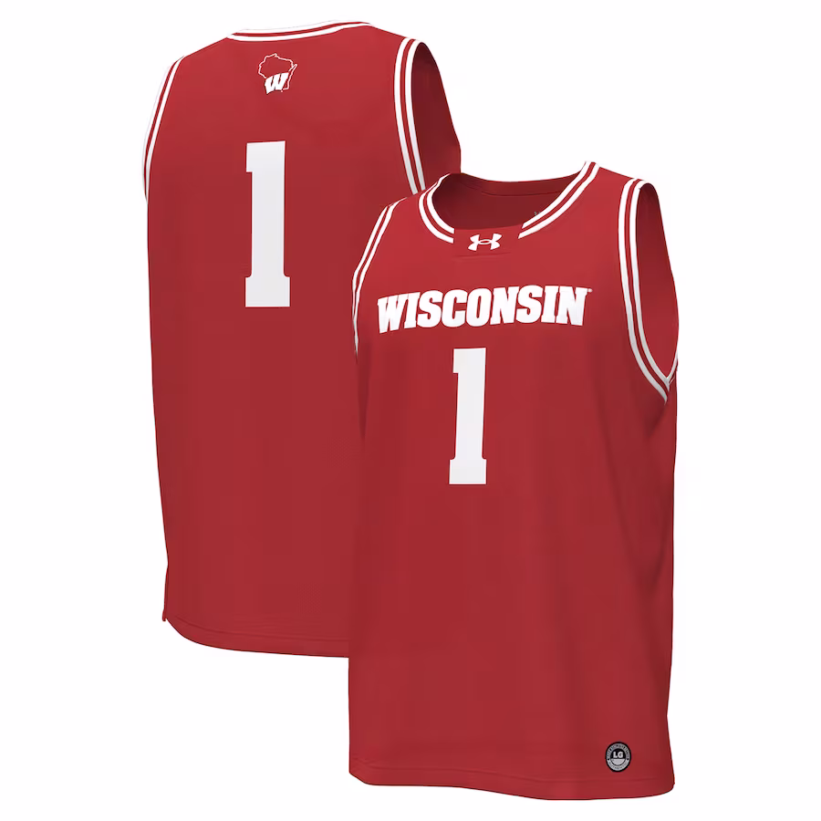 #1 Wisconsin Badgers Under Armour Replica Basketball Jersey - Red - Jersey