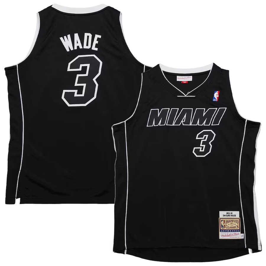 Men's Miami Heat Dwyane Wade Mitchell & Ness Black 2011/12 Hardwood Classics Authentic Jersey - Jersey